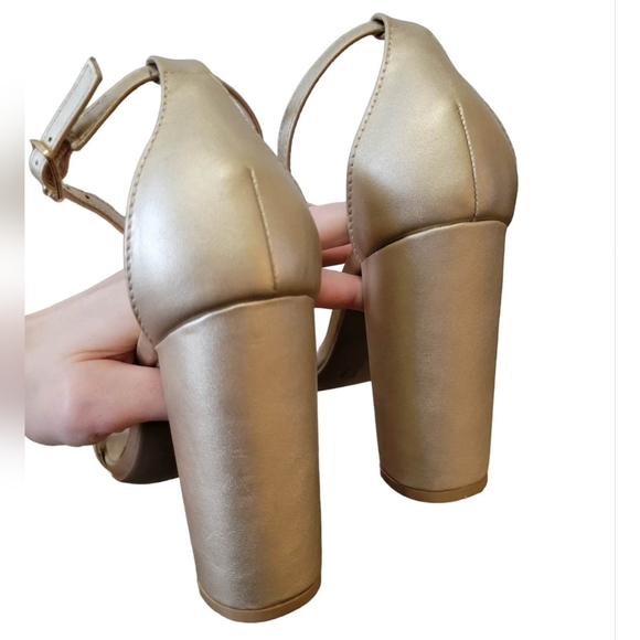 Lulu's Taylor Satin Champaign Ankle Strap Heels Size 7 - Picture 5 of 11